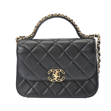 CHANEL Matelasse Flap Bag Black Women's Lambskin Shoulder