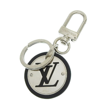 LOUIS VUITTON LV cut circle charm key ring M67362 silver black