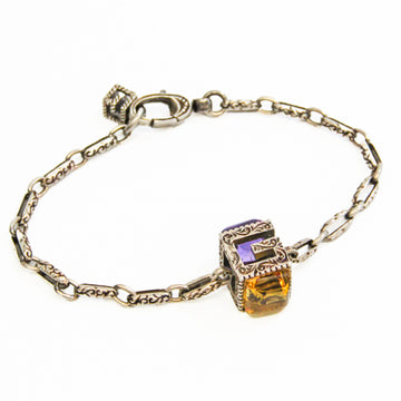 GUCCI Square G 550888 Silver 925 Charm Bracelet Purple,Silver,Yellow