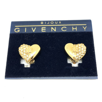 GIVENCHY Logo Heart Rhinestone Earrings Gold Women's Accessories Vintage