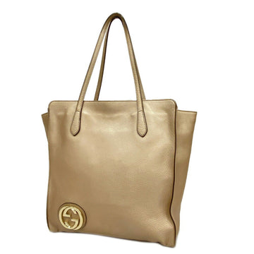 GUCCI Tote Bag Interlocking G 353581 Leather Pink Beige Gold Hardware Women's