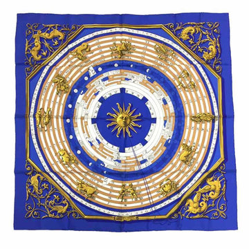 HERMES Scarf Carre 90 DIES ET HORE Astrology Constellation Pattern Horoscope Blue 100% Silk