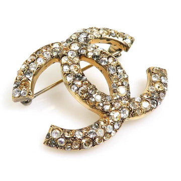 CHANEL Brooch Coco Mark Metal/Rhinestone Gold/Silver Ladies