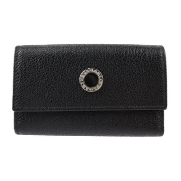 BVLGARI 6 row key case 23985 Country calf leather Black Silver hardware