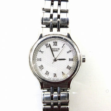 SEIKO Credor Watch 4J85 0A10 Ladies Quartz Silver SS Rome Round