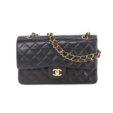 CHANEL matelasse 25 chain shoulder bag leather black A01112 gold metal fittings vintage Matelasse Bag