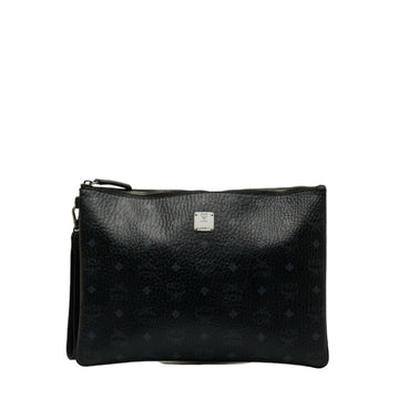 MCM Visetos Glam Clutch Bag Second Black Leather Men's