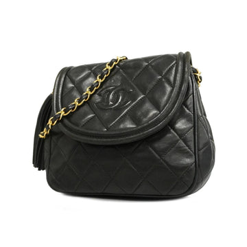 CHANEL Shoulder Bag Matelasse Chain Lambskin Black Ladies