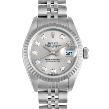 ROLEX Datejust 79174G K18WG×SS 10P Diamond Index F Number Ladies Watch Automatic Winding Silver Dial