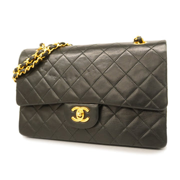 Chanel Shoulder Bag Matelasse W Flap W Chain Lambskin Black Gold metal