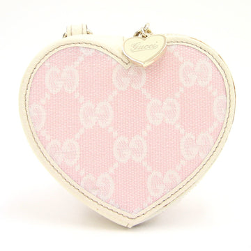 Gucci Coin Case GG Canvas Pink White Leather Ladies Purse Heart GUCCI