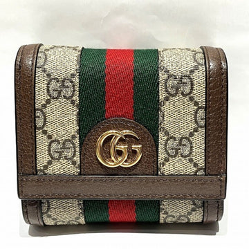 GUCCI Offdia GG Supreme Sherry Line 598662 3 Fold Wallet Women's