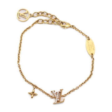 LOUIS VUITTON LV Iconic Bracelet M00587 Metal Rhinestone Gold Monogram Flower Circle Vuitton