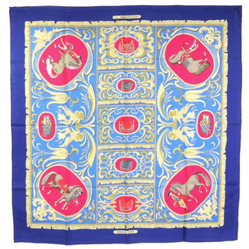 HERMES Scarf Carre 90 LA PRESENTATION Silk Blue/Multicolor Women's