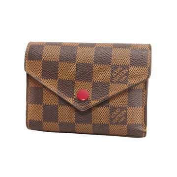 LOUIS VUITTON Trifold Wallet Damier Portefeuille Victorine N41659 Ebene Red Ladies