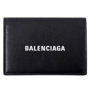 Balenciaga Wallet Women's Men's Trifold Everyday Leather Black 594312