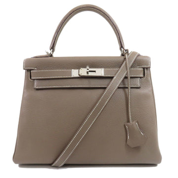 Hermes Kelly 28 Inner Stitching Etoupe Handbag Taurillon Ladies
