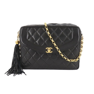 Chanel matelasse chain shoulder bag fringe leather black bijou vintage Matelasse Bag