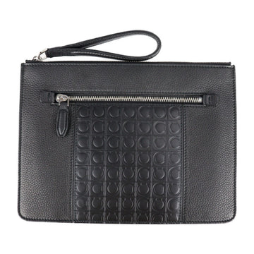 Salvatore Ferragamo Gancini second bag 24 0903 leather black clutch