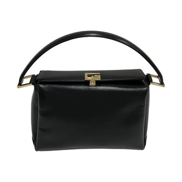 GUCCI Old  Vintage Calf Leather Genuine Handbag Mini Tote Bag Black