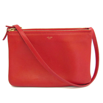 CELINE Trio Small 165113 Women's Leather Shoulder Bag Red Color
