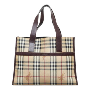 BURBERRY Nova Check Shadow Horse Handbag Tote Bag T0502 Brown PVC Leather Ladies