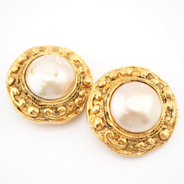 CHANEL fake pearl earrings gold ladies