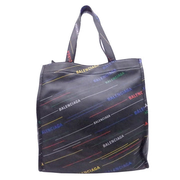 BALENCIAGA tote bag logo market shopper black x multicolor leather handbag ladies' men's