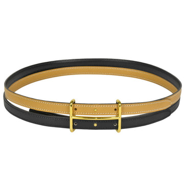 HERMES bicolor belt 80 Noir natural leather G stamp [manufactured in 2003]