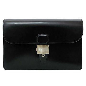 DUNHILL Second Bag Black Confidential YR9000A Leather  Strap Attached Clutch Cow Handbag Men's