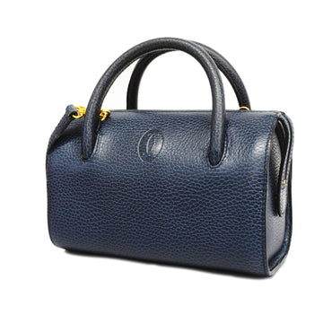 CARTIER[3yc1877] Auth  2way bag must leather navy gold metal