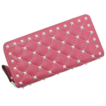 VALENTINO GARAVANI  GARAVANI long wallet pink white leather plastic round ladies