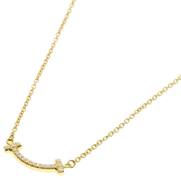 TIFFANY T Smile Diamond Necklace K18 Yellow Gold Women's &Co.