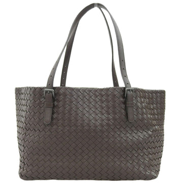 BOTTEGA VENETA Intrecciato Shoulder Bag Tote Leather Dark Brown