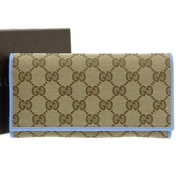 GUCCI GG Canvas Long Wallet with Lid Beige Light Blue 346058 0416