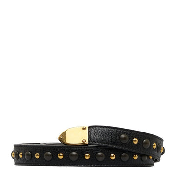 GUCCI Studded Long Belt 207226 Black Leather Women's
