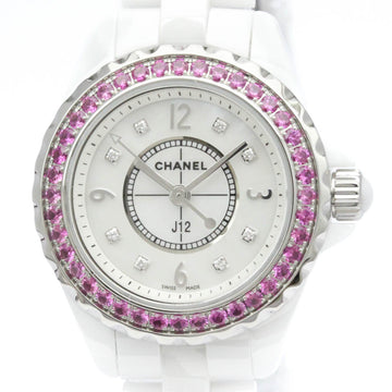 CHANELPolished  J12 Pink Sapphire Diamond MOP Dial Ceramic Watch H3243 BF560263