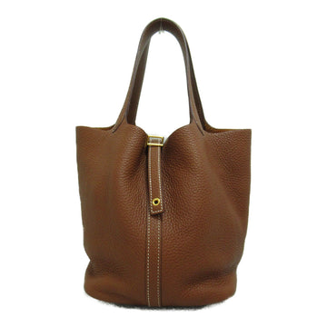 HERMES Picotin Lock MM Gold Tote Bag Brown Gold Taurillon Clemence leather