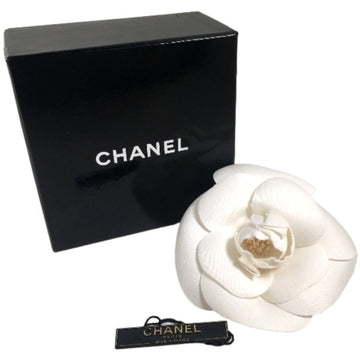 CHANEL Camellia with box corsage white brooch