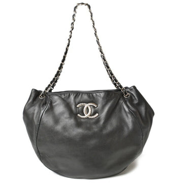 Chanel shoulder bag chain CHANEL here mark lambskin black