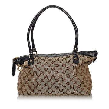 Gucci GG Canvas Handbag Shoulder Bag 211942 Beige Leather Ladies GUCCI