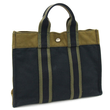 HERMES Handbag Four Tote PM Olive Navy Cotton Canvas Women's Men's Bicolor