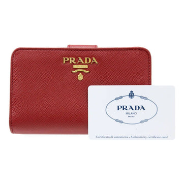 PRADA L-shaped zipper wallet Saffiano FUOCO red 1ML225