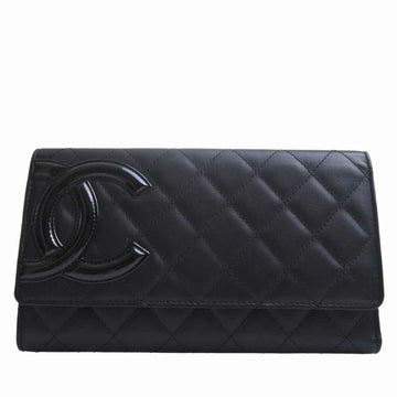 CHANEL Lambskin Cambon Cocomark Trifold Long Wallet - Black