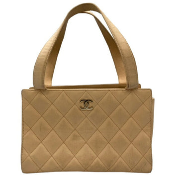 CHANEL matelasse bag lambskin lamb beige handbag tote shoulder vintage logo G metal fittings gold