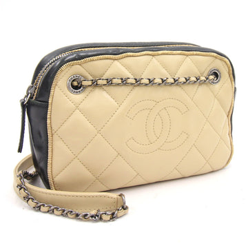 Chanel 2WAY Shoulder Bag Matrasse Ballerina Light Beige Black Lambskin Chain Tote Ladies