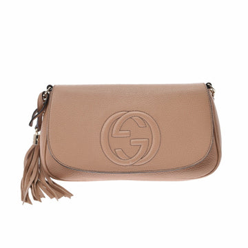 Gucci Soho Bag Interlocking Beige 536224 Ladies Leather Embossed Shoulder