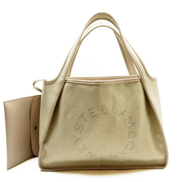 STELLA MCCARTNEY shoulder bag beige canvas x leather