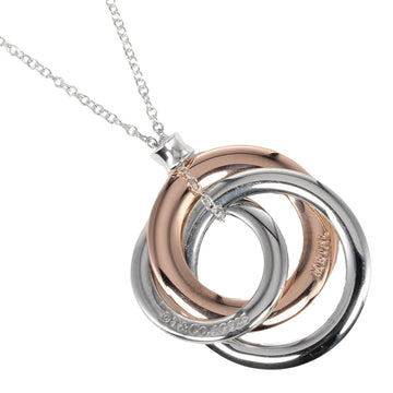TIFFANY&Co. 1837 Interlocking Circle 3-strand Necklace 925 Silver Rubedo Metal Approx. 4.92g