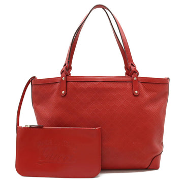 GUCCI Diamante Tote Bag Shoulder Leather Red 247209